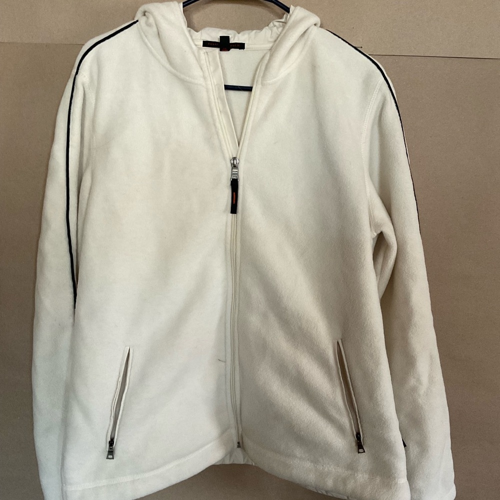 Banana Republic fleece zip up hoodie. White. Size XL